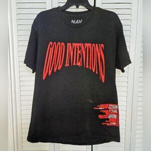 VLONE X NAV Men's L Good Intentions Black and Red Graphic T-Shirt